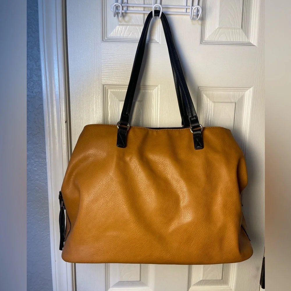 Sole Society Miller Over Vegan Tote Cognac Vegan Leather Tote